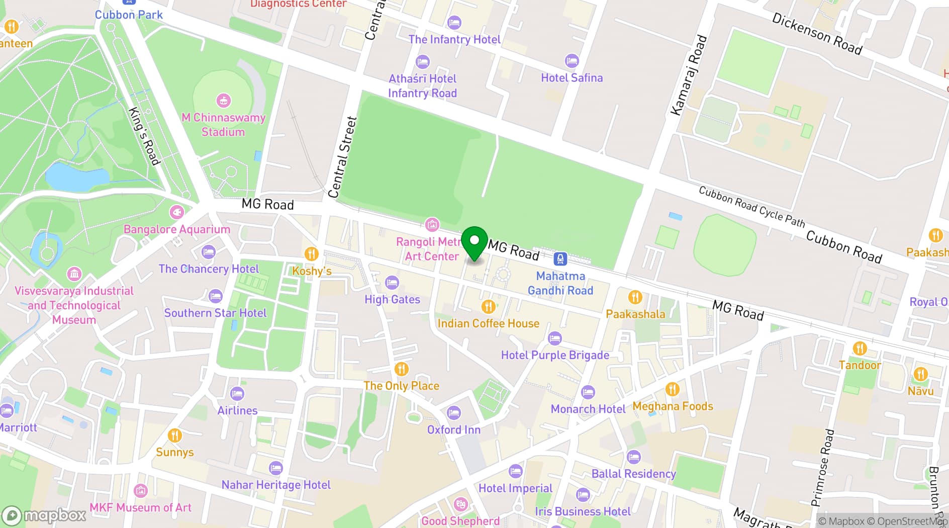 Map showing Hotel Ivory Tower, Bangalore