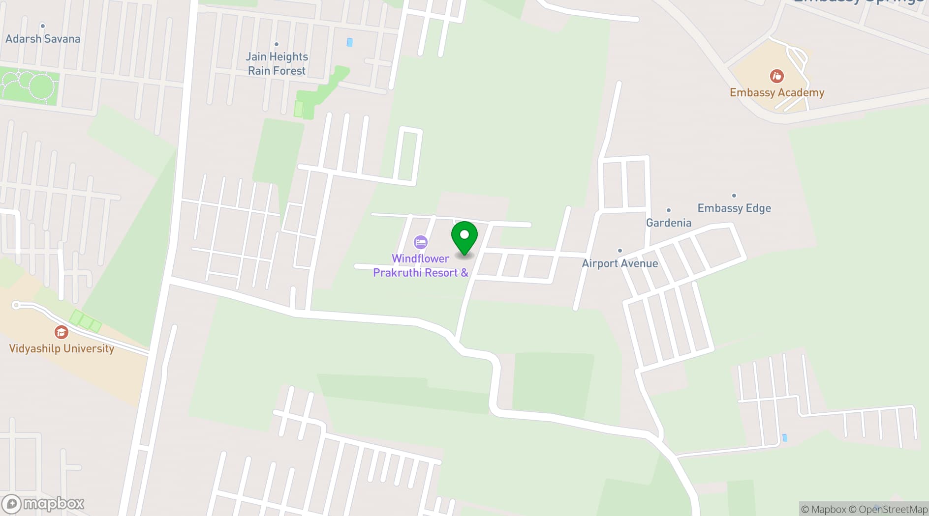 Map showing The Windflower Resort & Spa Bengaluru