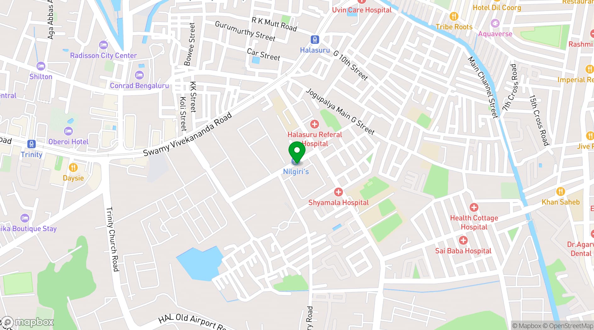 Map showing Bengaluru Oota Company