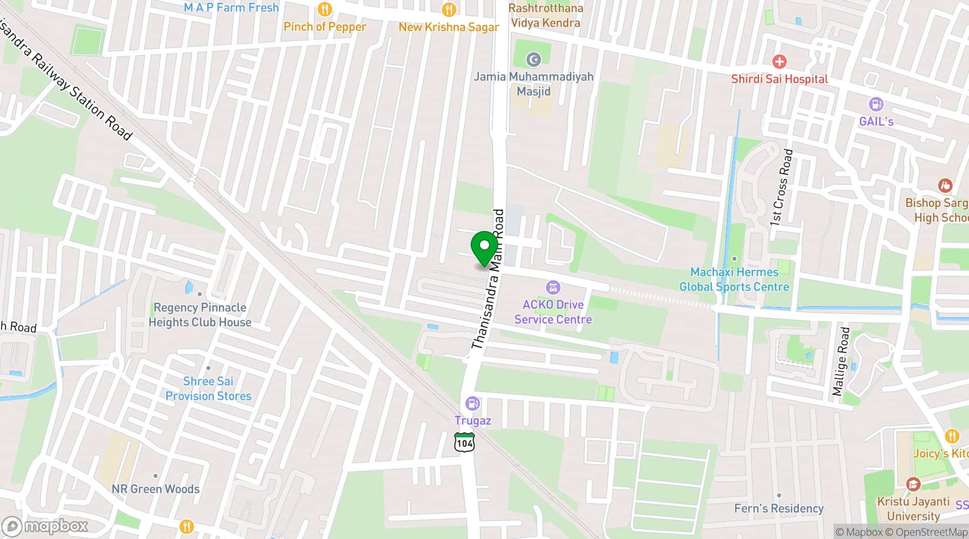 Map showing Thee Crystal Palace