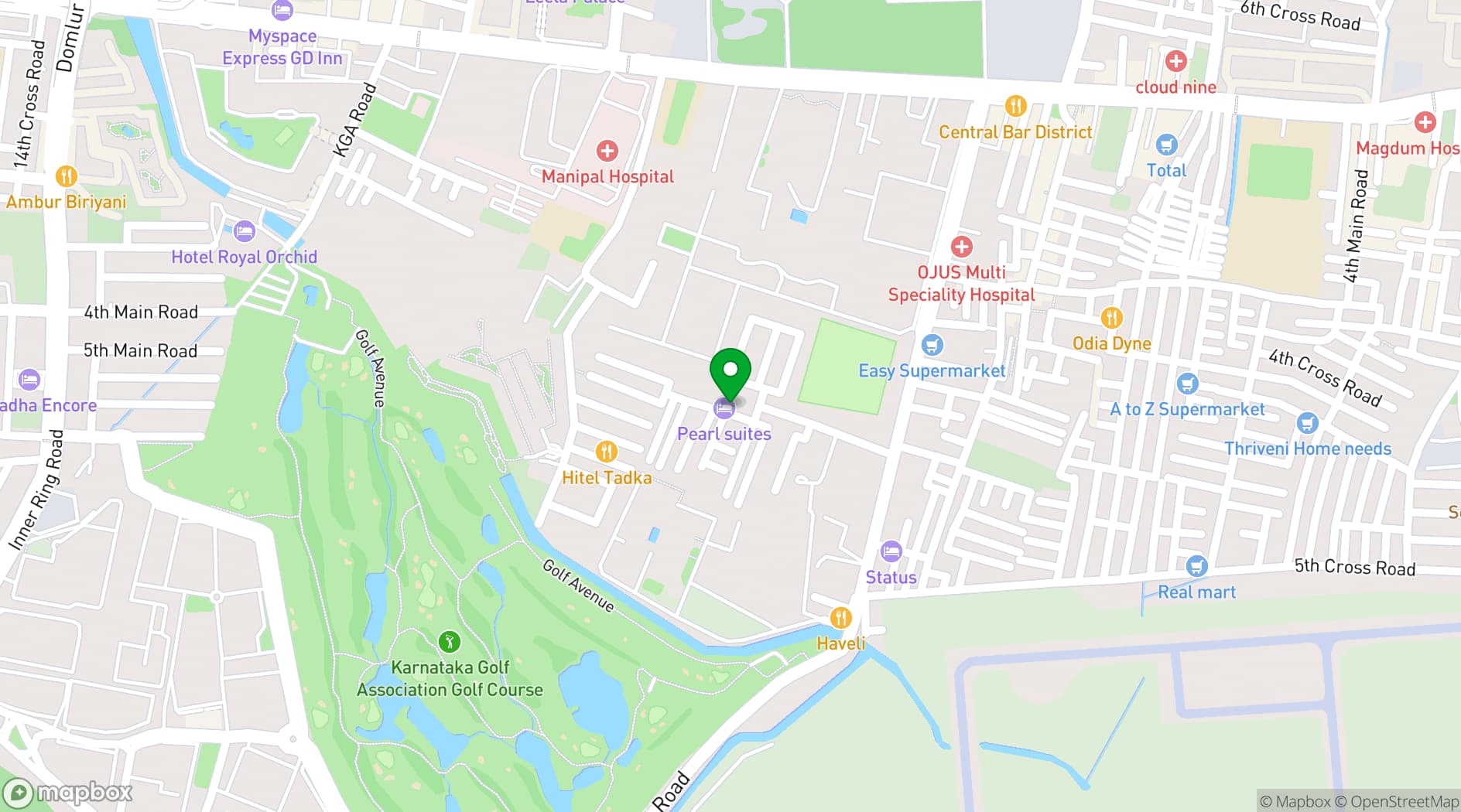Map showing Pearl Suites - A Boutique Hotel