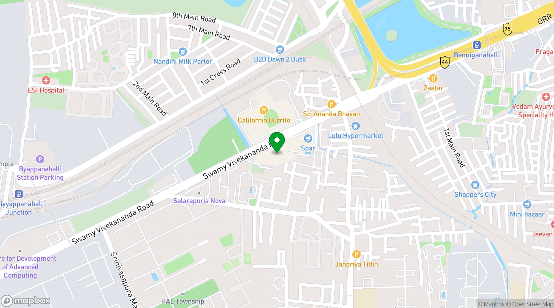 Map showing Grand Mercure Bengaluru at Gopalan Mall