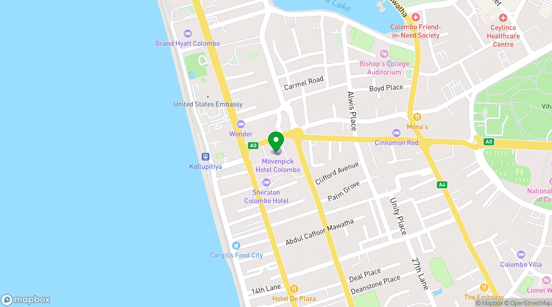 Map showing Mövenpick Hotels & Resorts