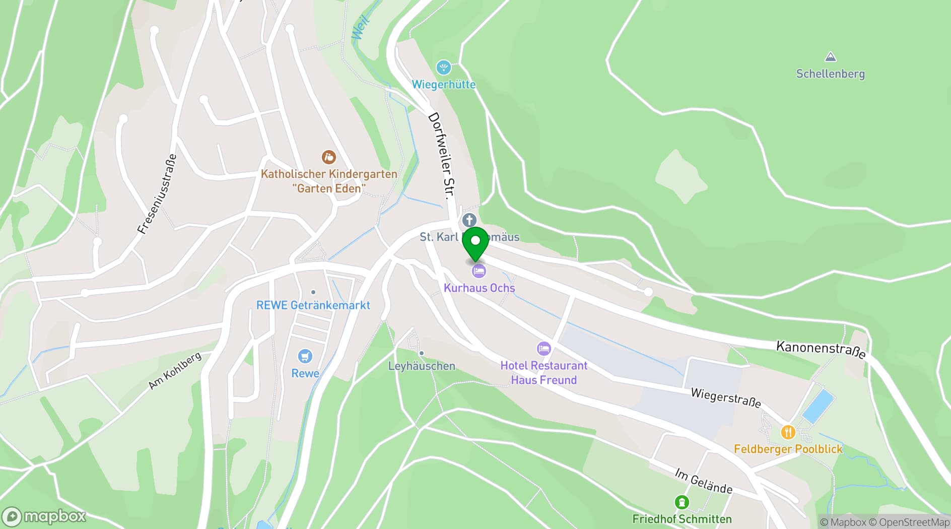 Map showing Hotel Kurhaus Ochs