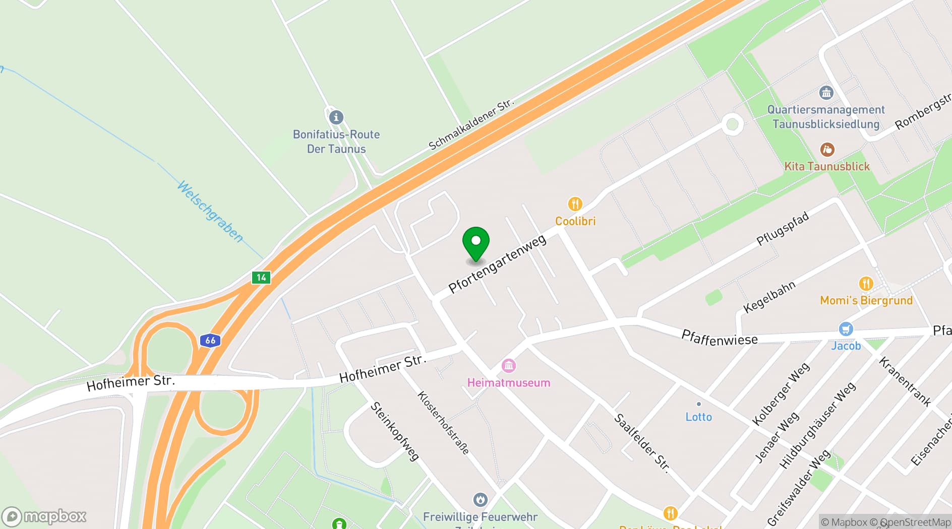 Map showing Mietstudio Frankfurt