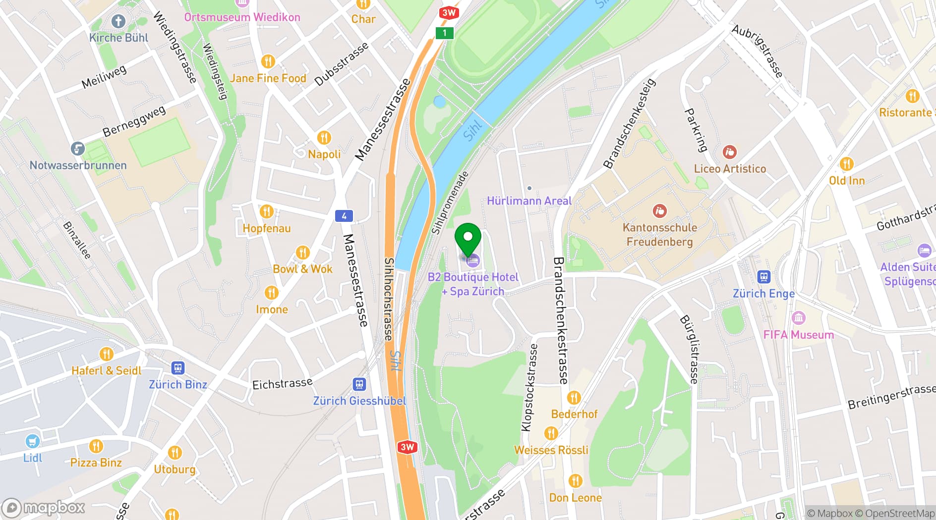 Map showing B2 Hotel