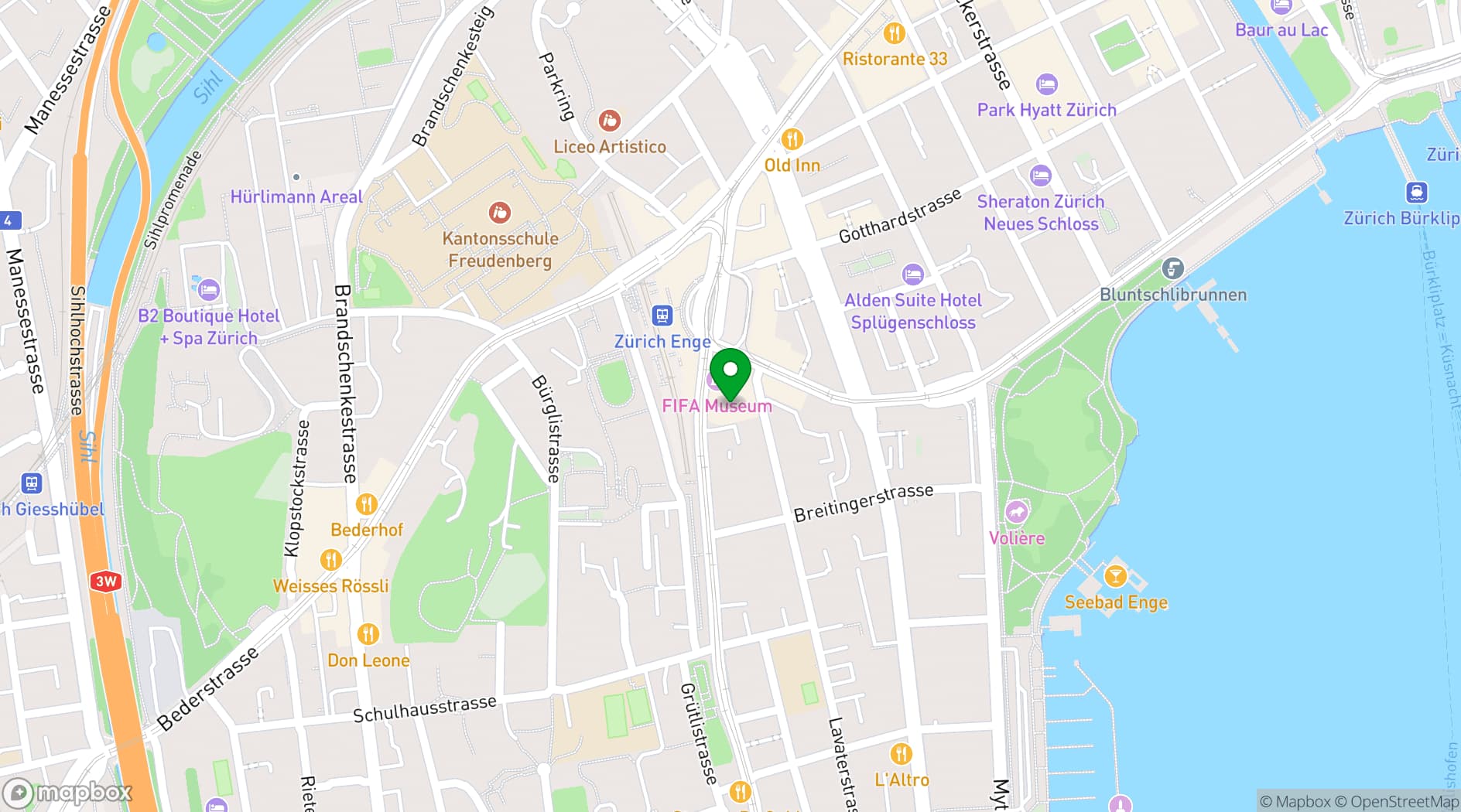 Map showing FIFA Museum