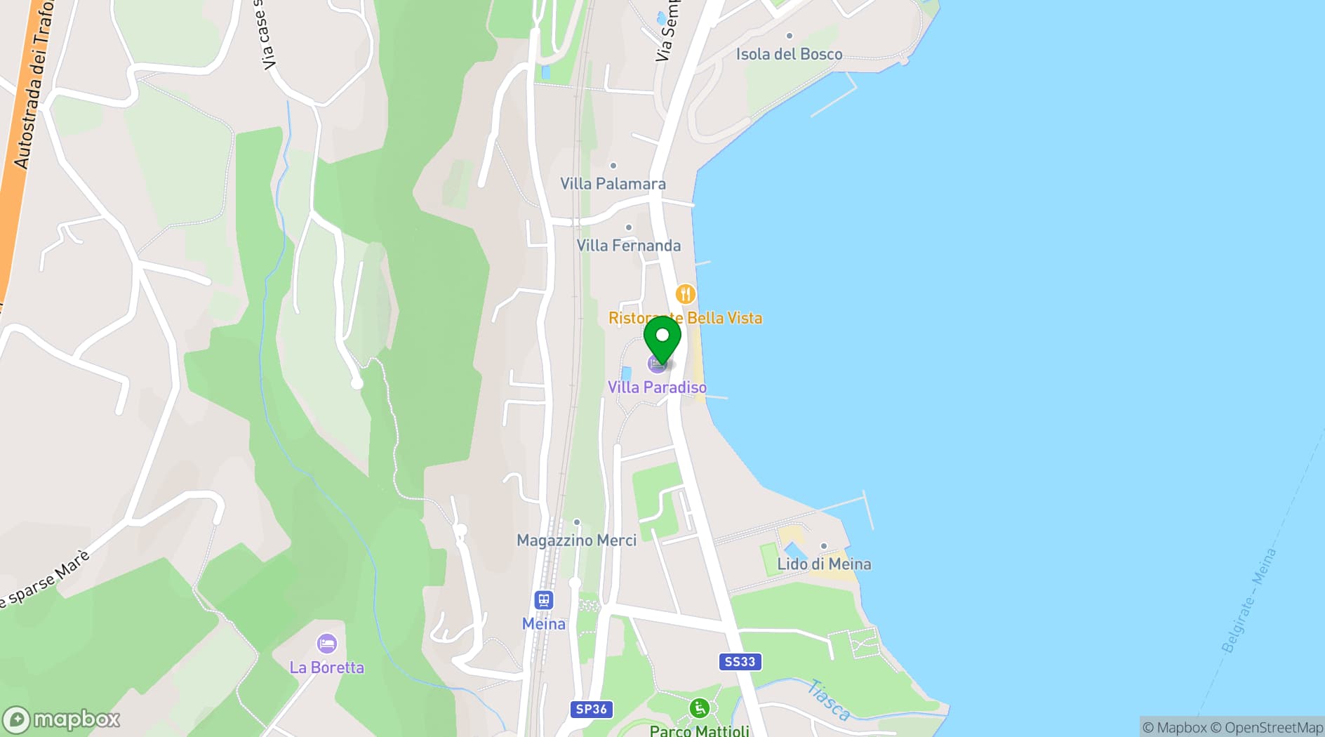 Map showing Hotel Villa Paradiso