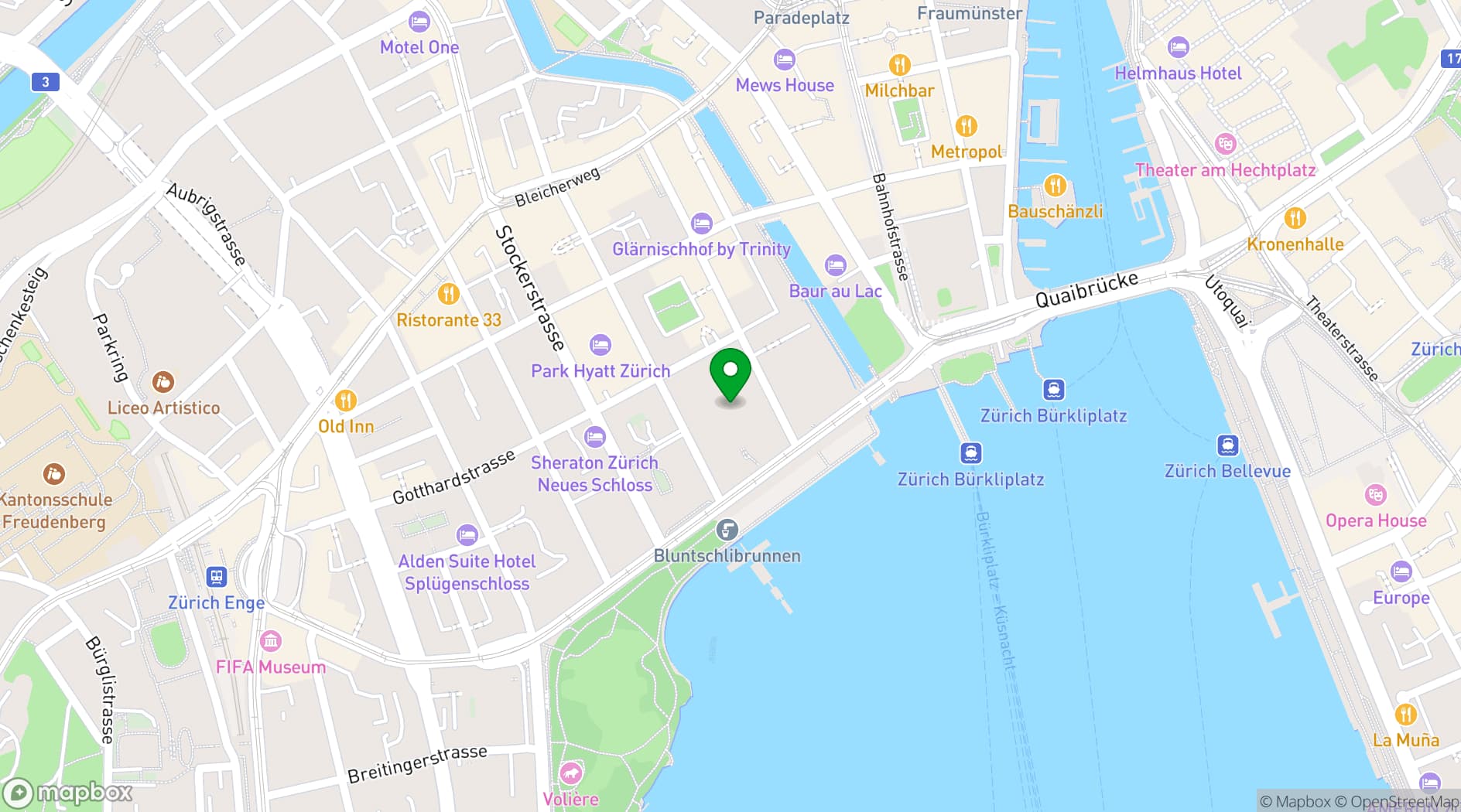 Map showing Zurich Convention Center
