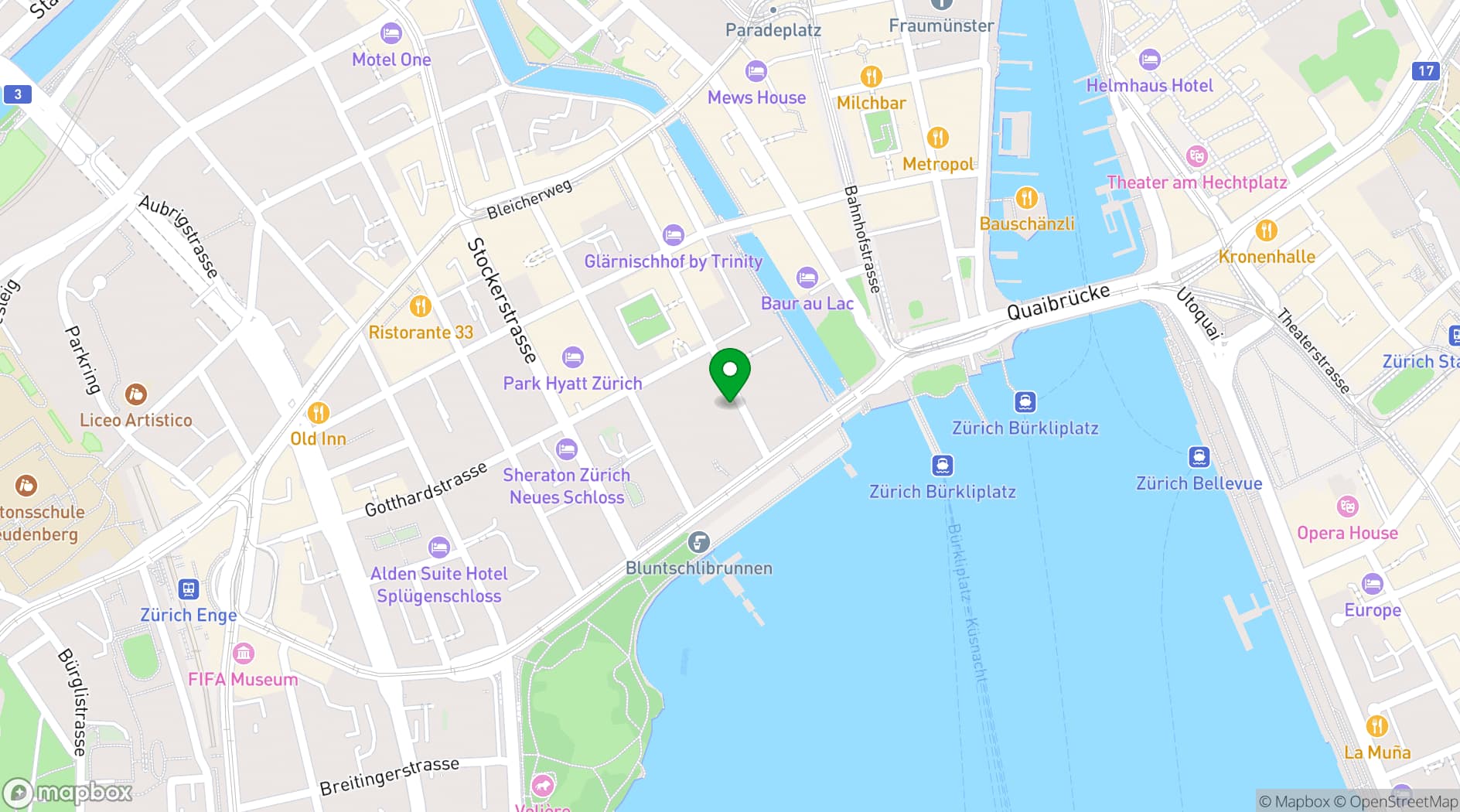 Map showing LUX Restaurant & Bar