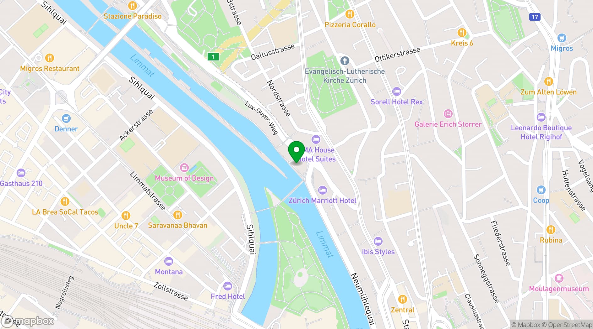Map showing Dynamo Zürich - Haus 19