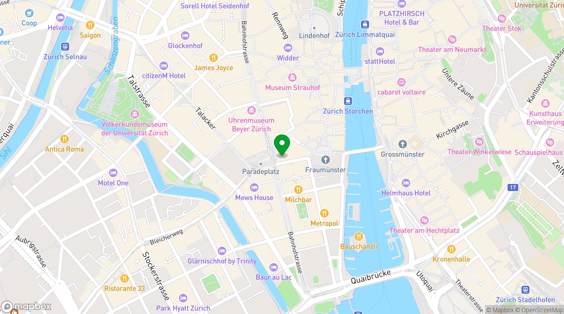 Map showing Mandarin Oriental Zurich