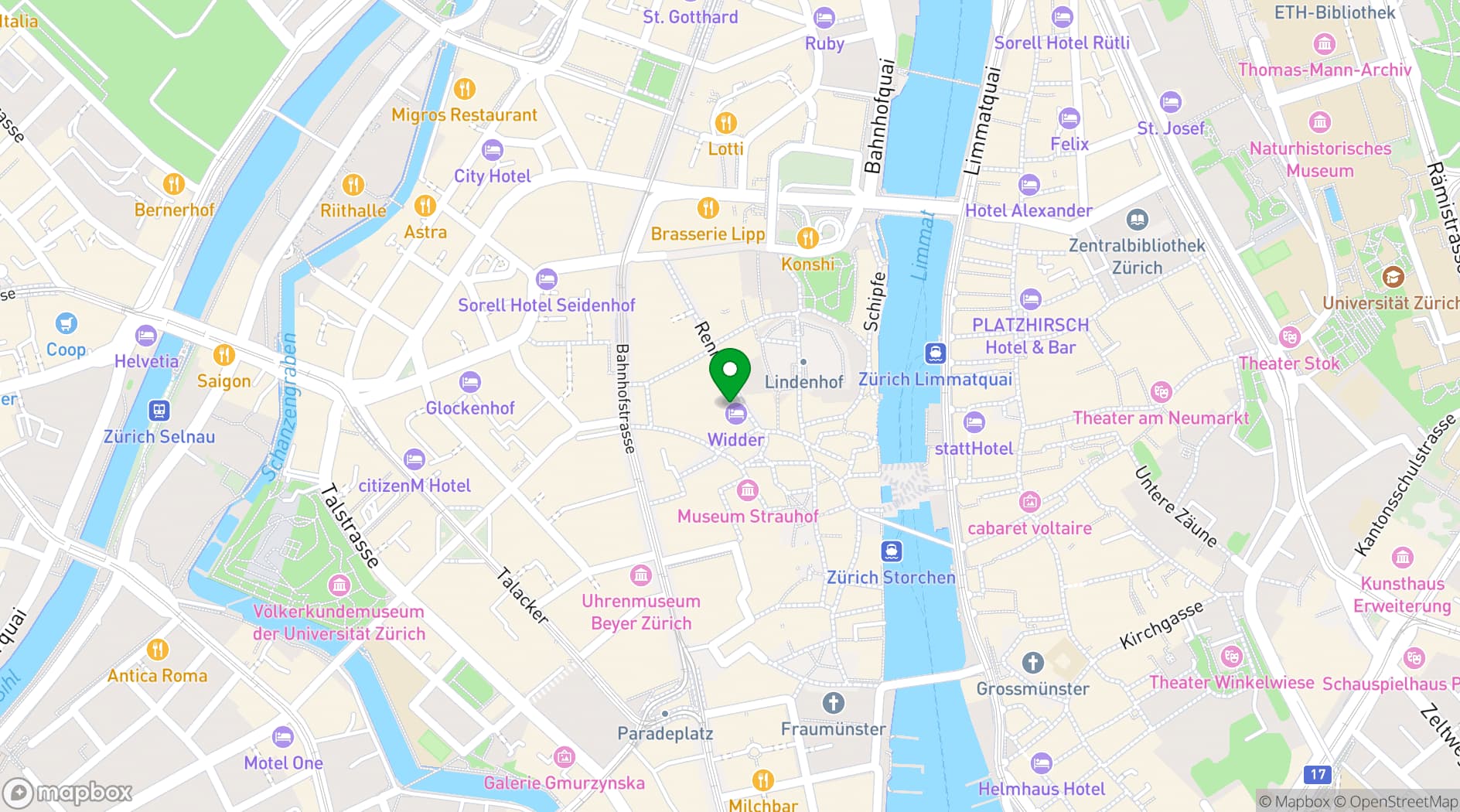 Map showing Widder Hotel