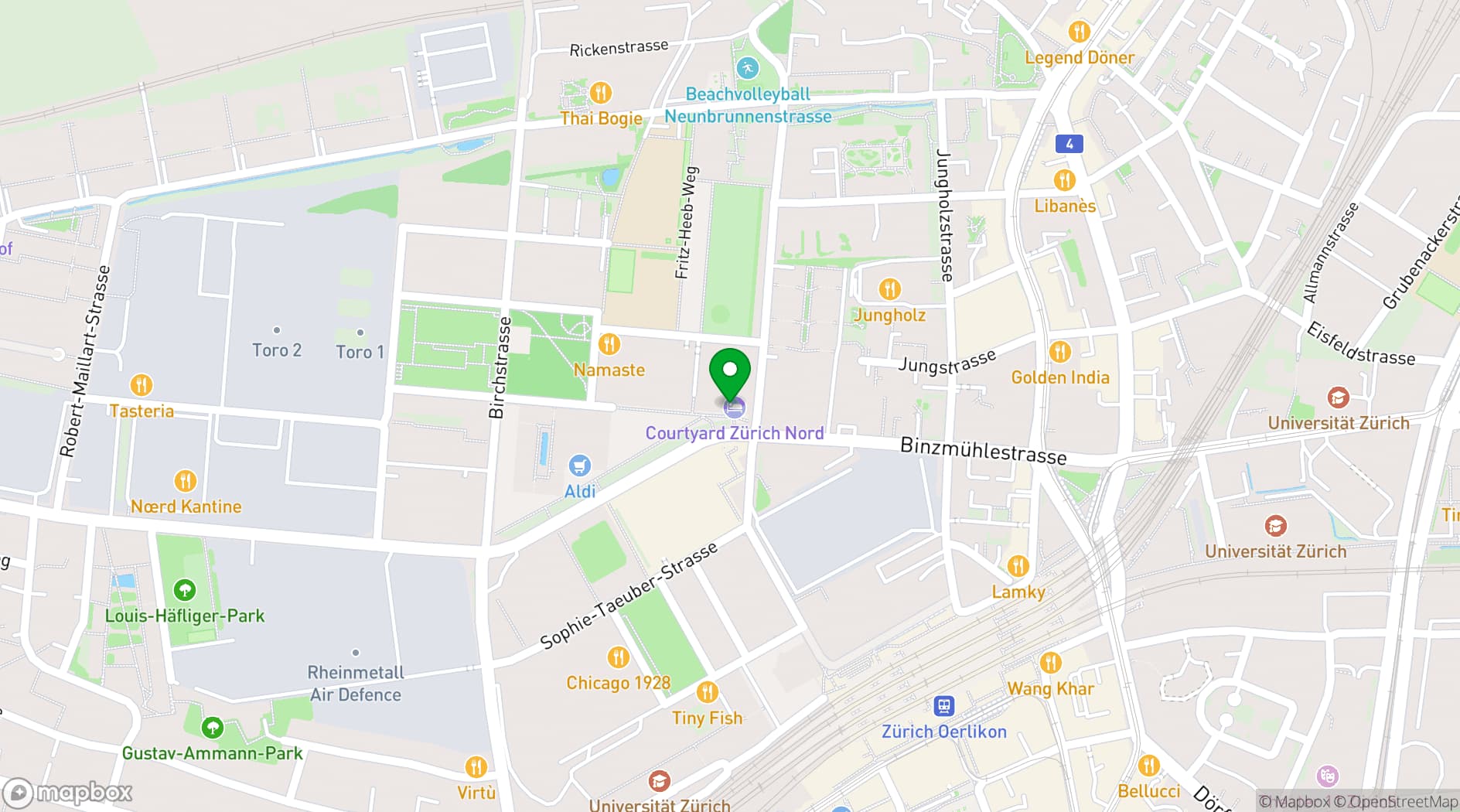 Map showing  Courtyard Zurich North