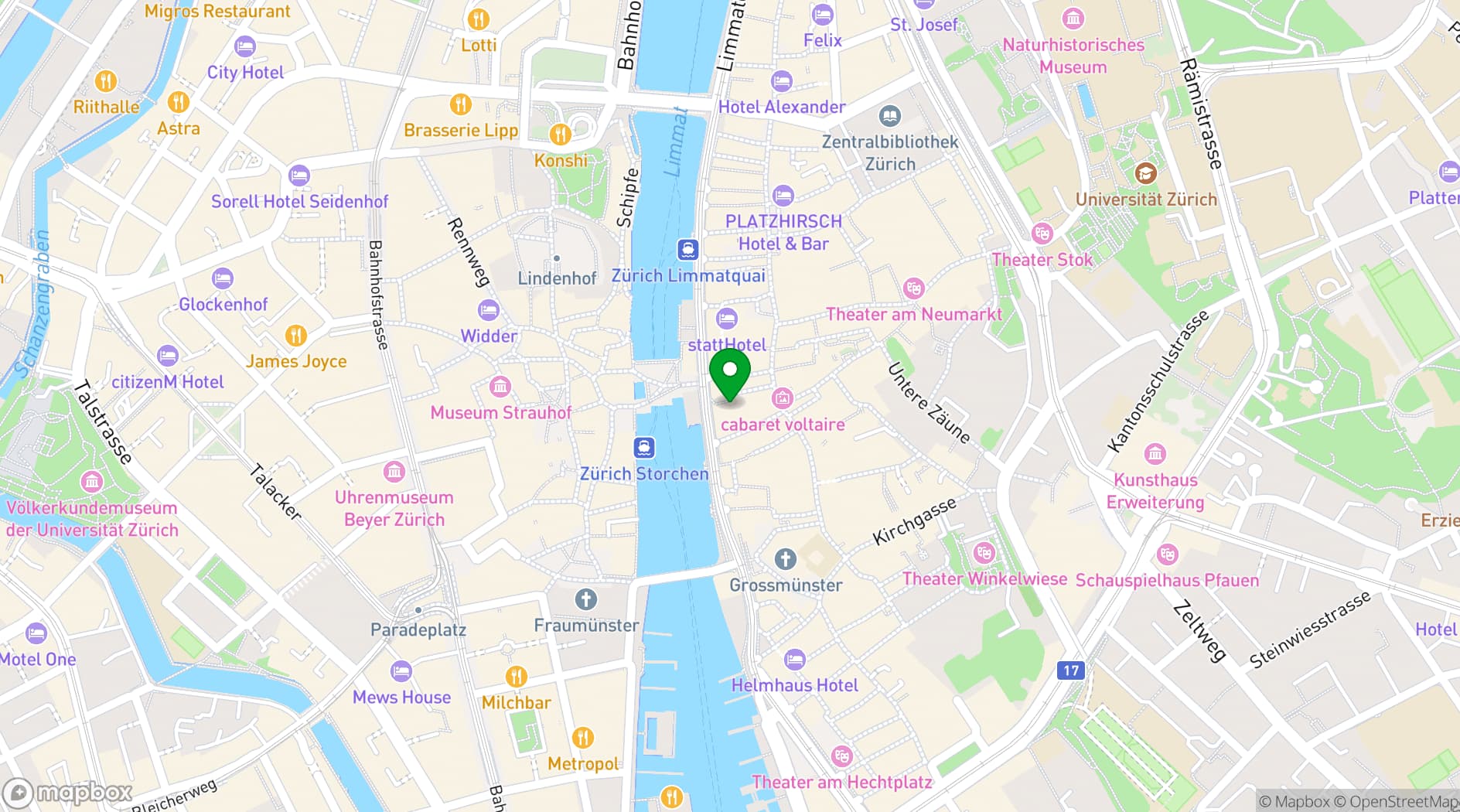 Map showing Zunfthaus zur Saffran