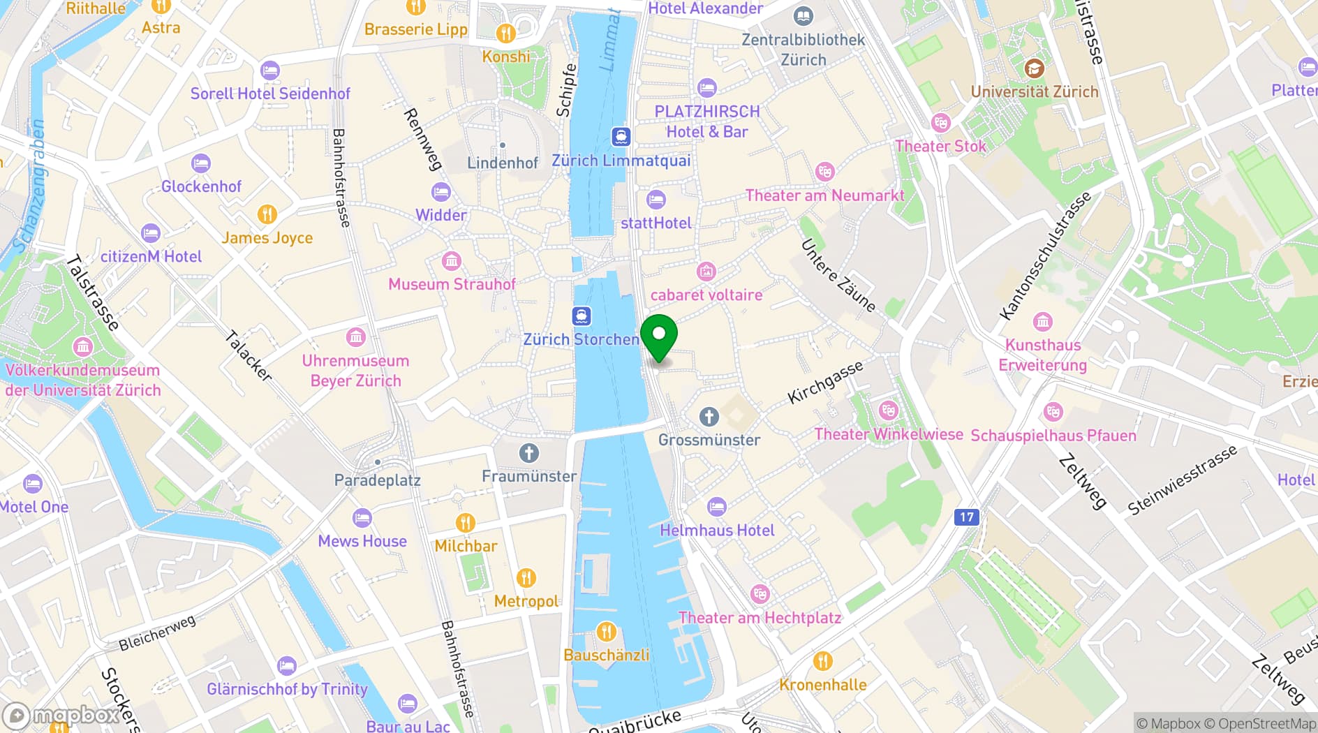 Map showing Zunfthaus zur Zimmerleuten