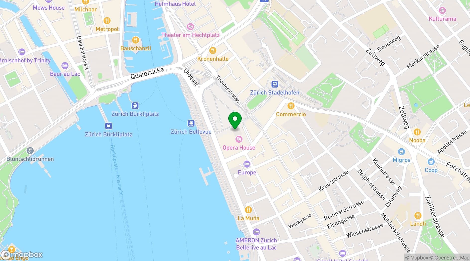 Map showing Opernhaus Zürich