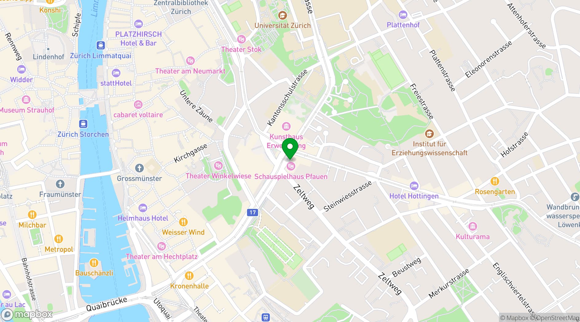 Map showing Schauspielhaus Zürich