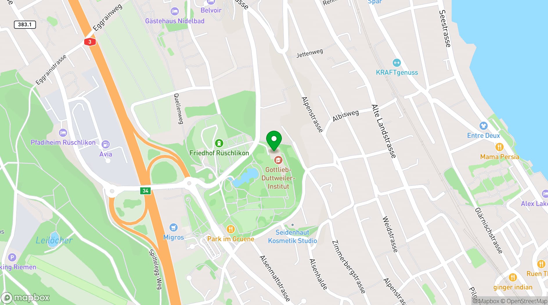 Map showing Gottlieb Duttweiler Institute