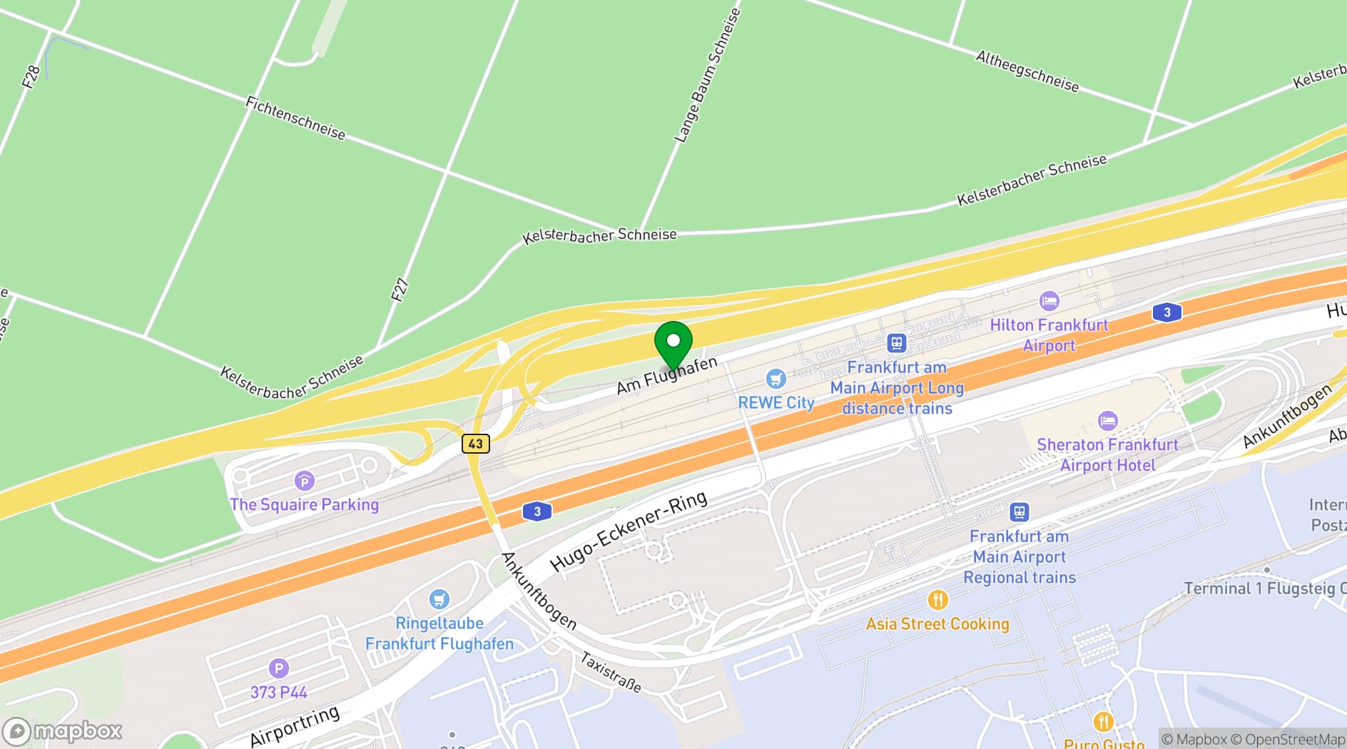Map showing THE SQUAIRE Business Center