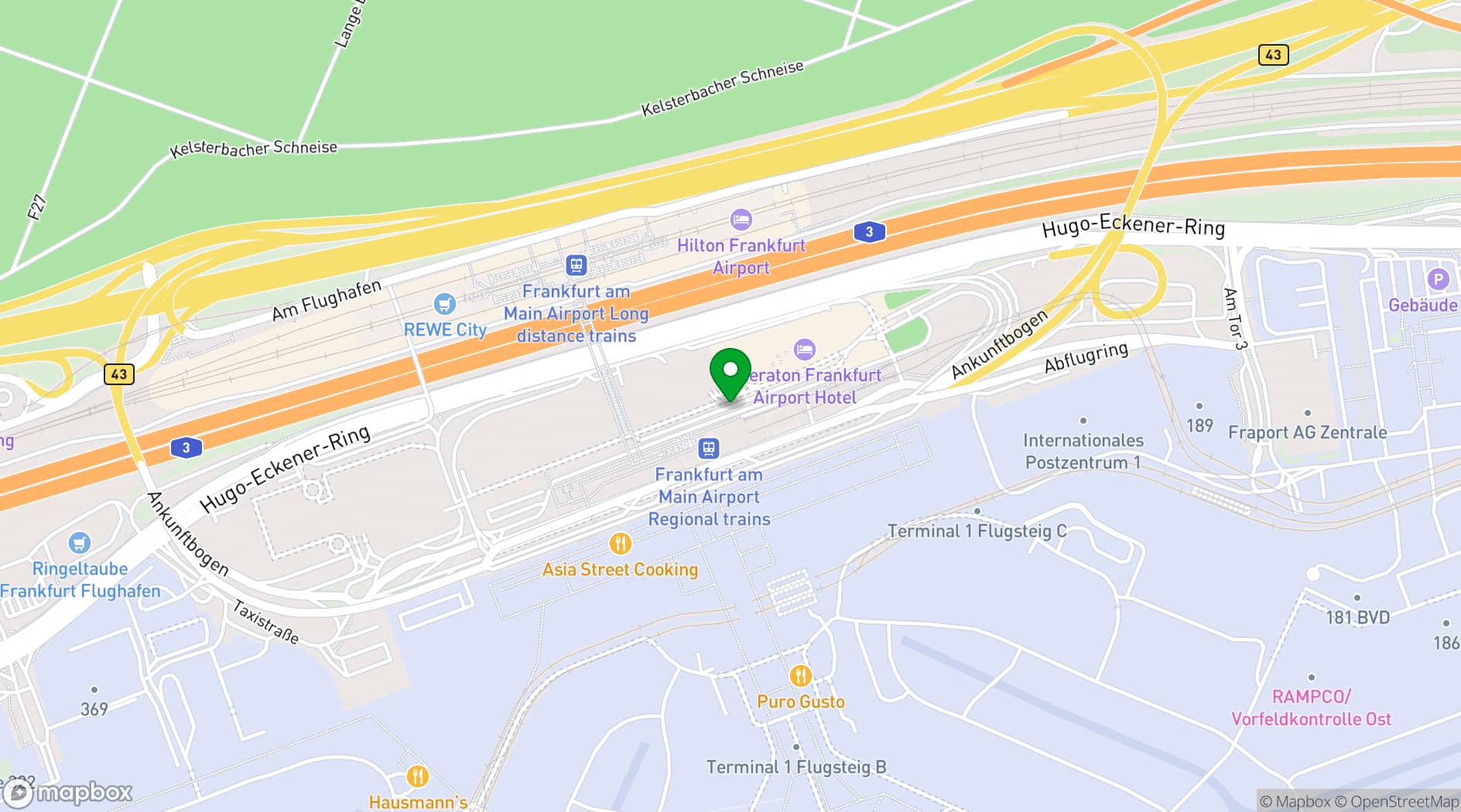 Map showing Frankfurt Airport Marriott Hotel