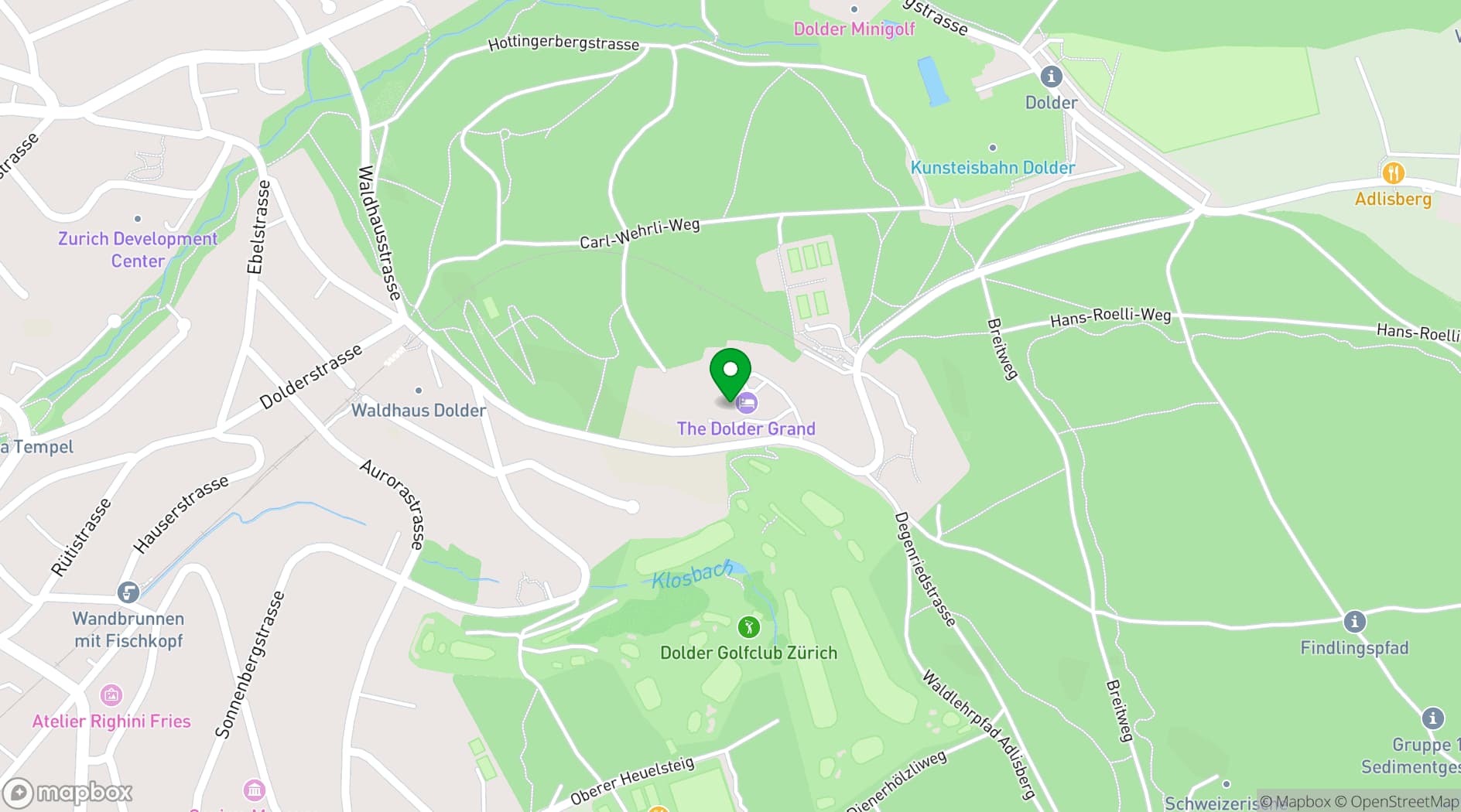 Map showing The Dolder Grand