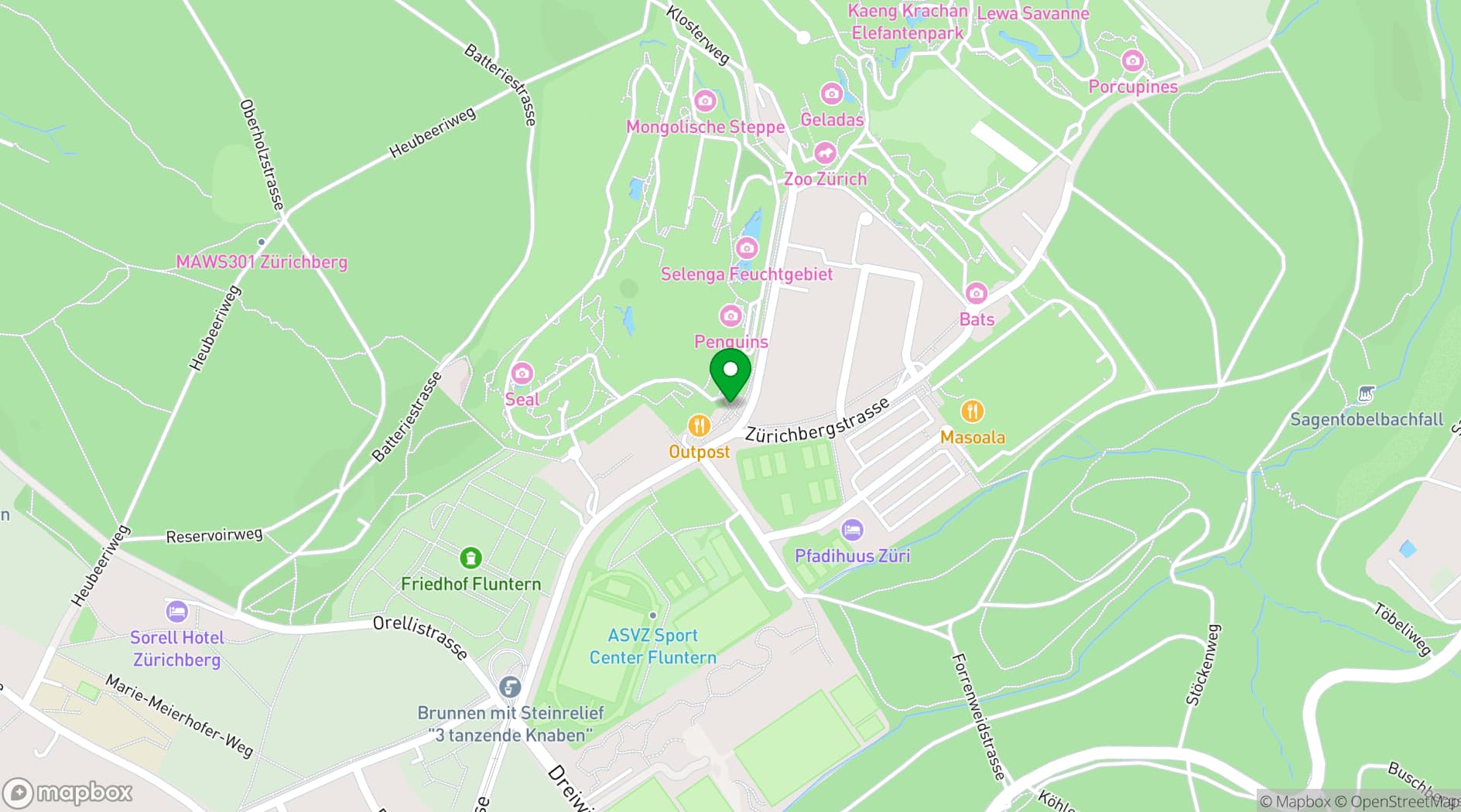 Map showing Zoo Zürich