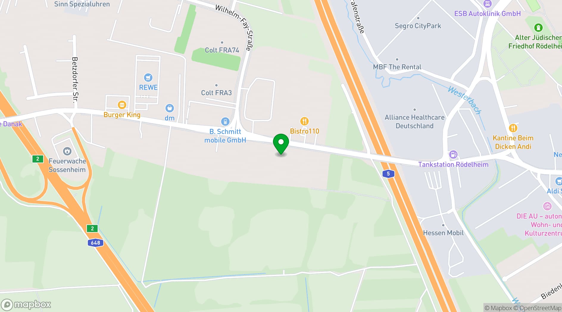 Map showing Westside Studios