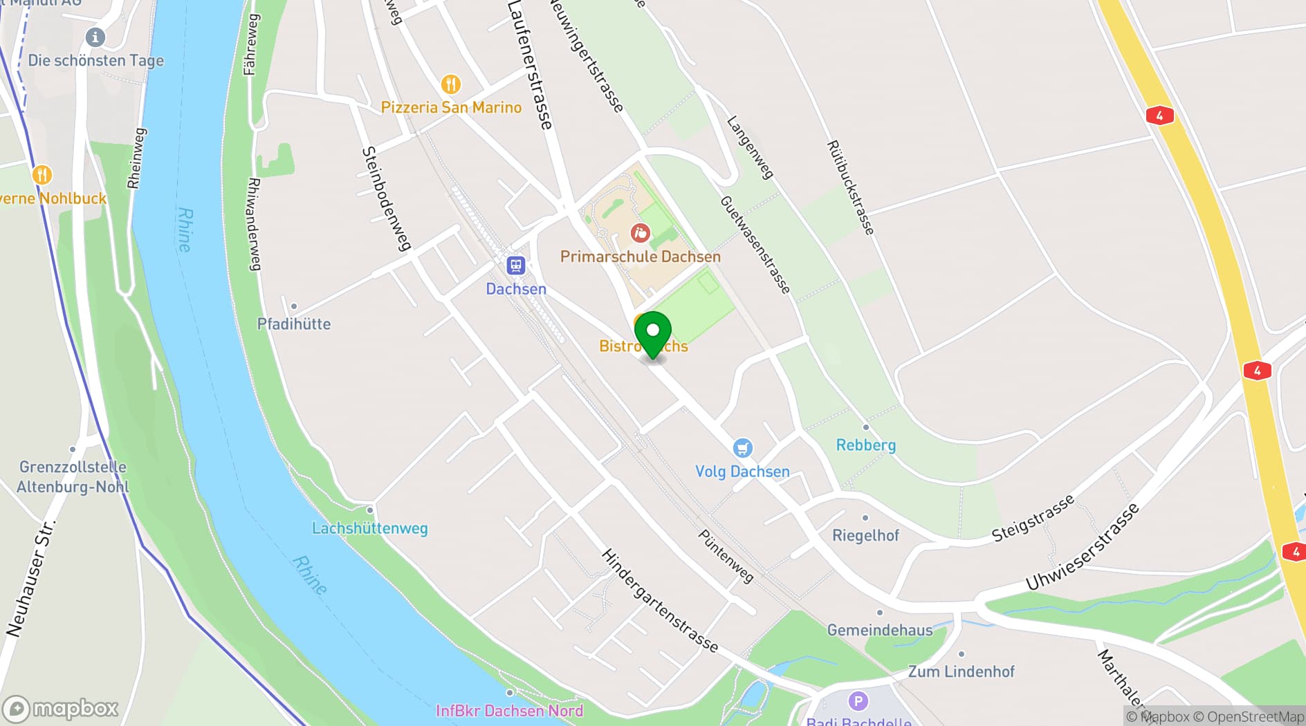 Map showing Schloss Laufen am Rheinfall