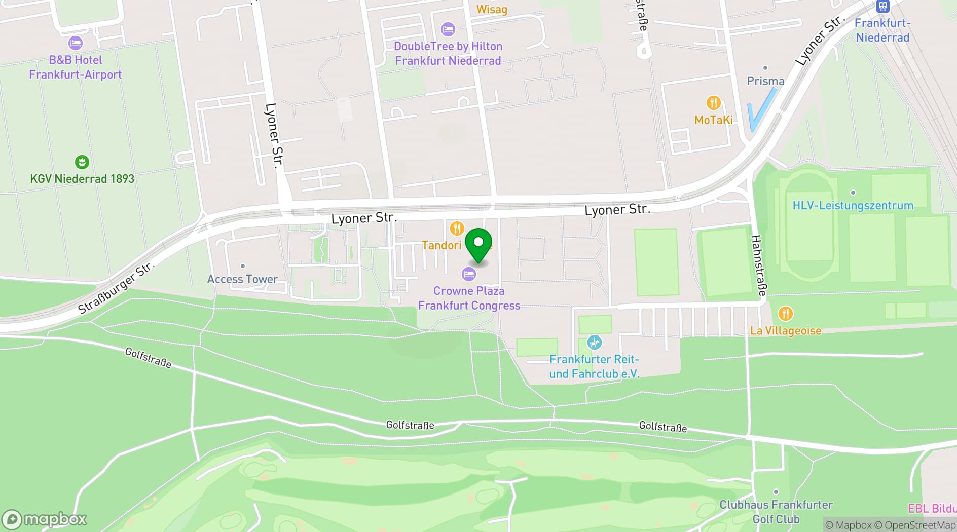 Map showing Crowne Plaza Frankfurt Congress Hotel