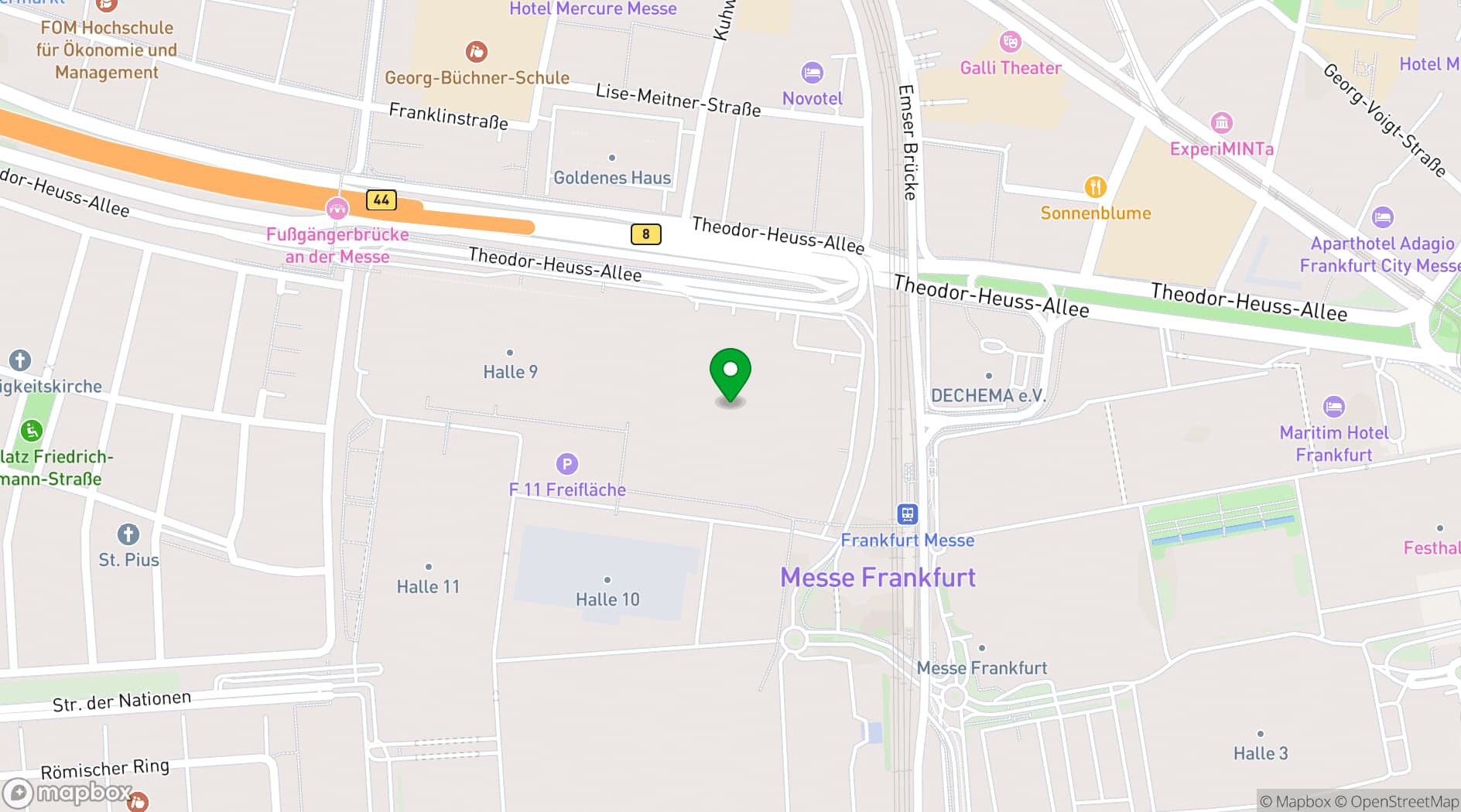 Map showing Halle 8