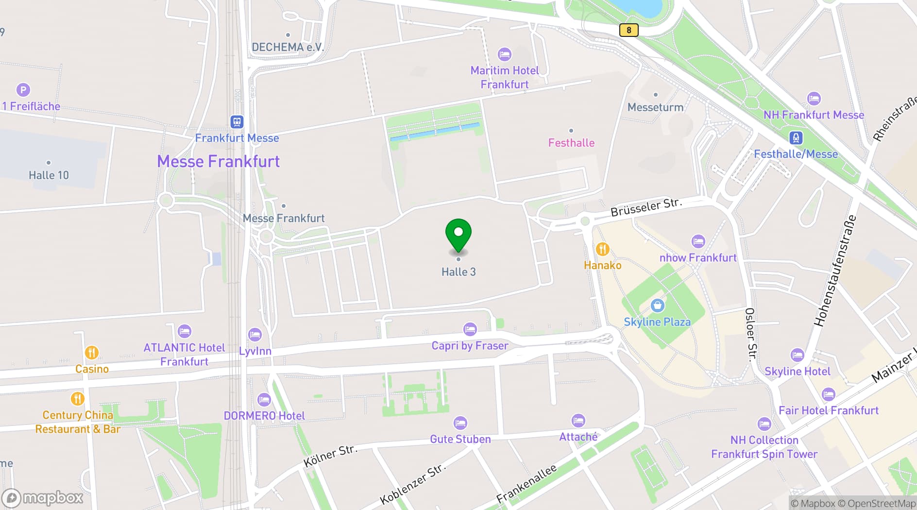 Map showing Halle 3