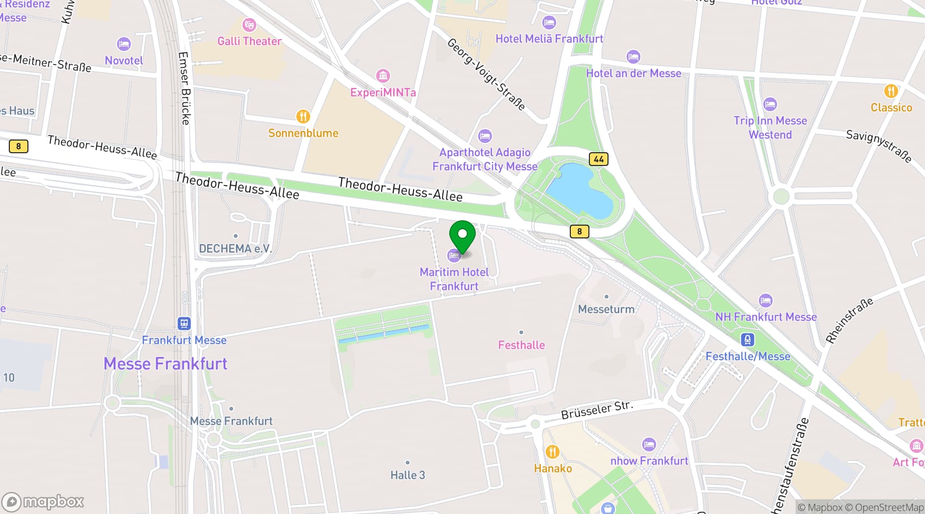 Map showing Maritim Hotel Frankfurt