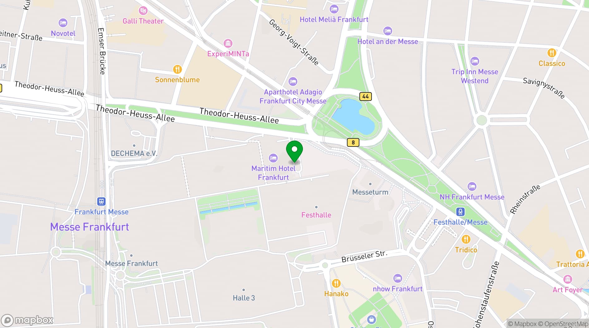 Map showing Forum Messe Frankfurt