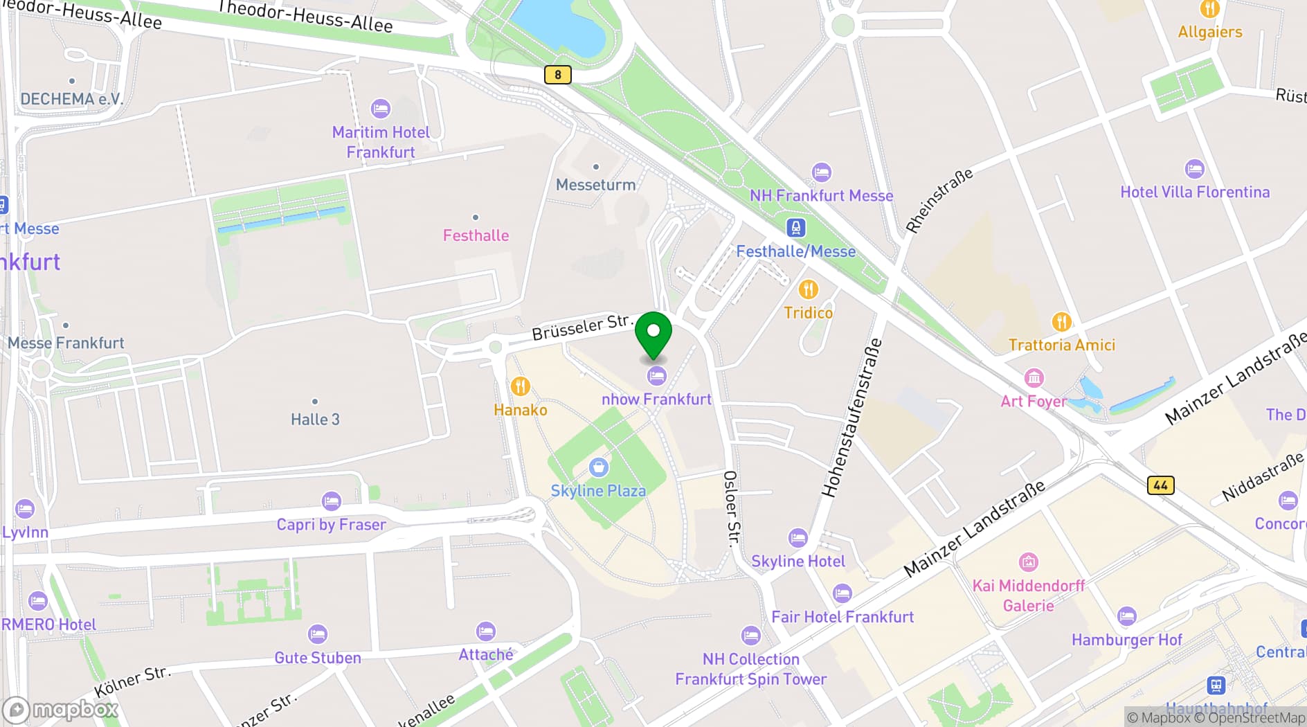 Map showing nhow Frankfurt