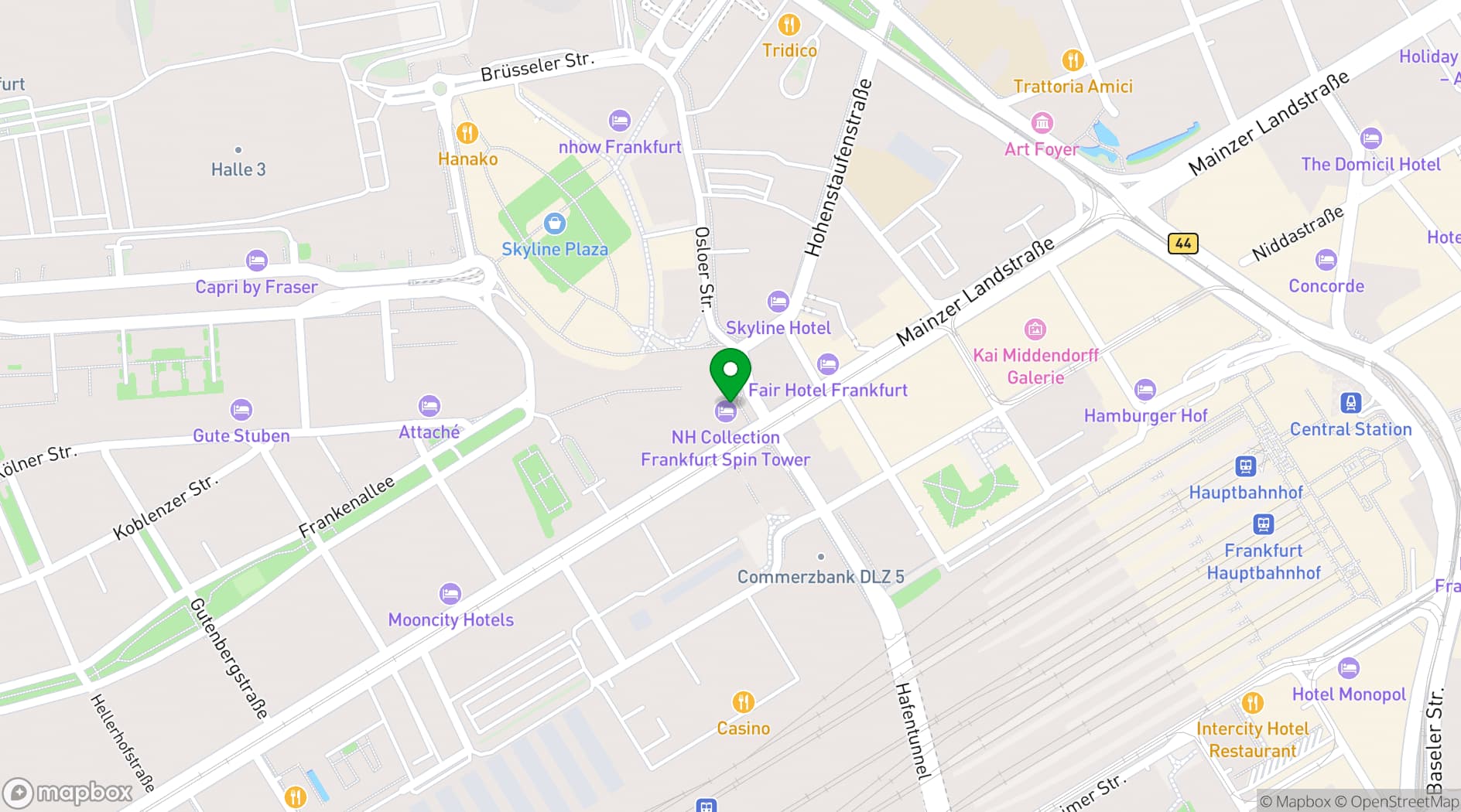 Map showing NH Collection Frankfurt Spin Tower