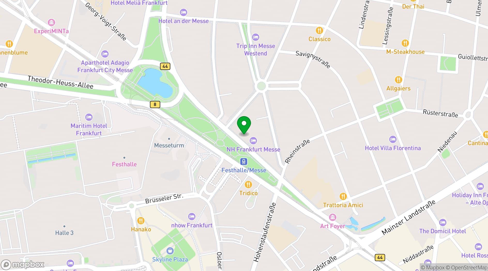 Map showing Taj Hessischer Hof Frankfurt