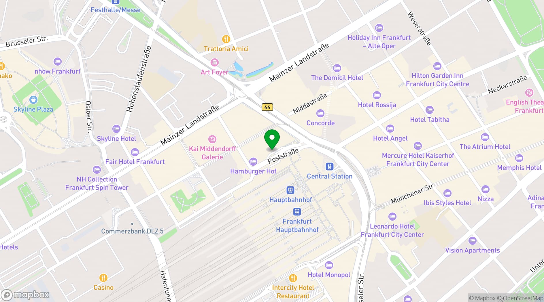Map showing Metropolitan Hotel by Flemings
