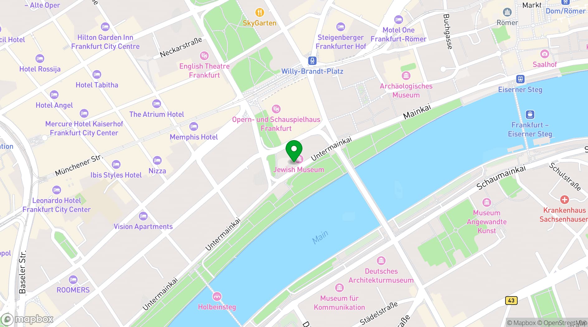 Map showing Jewish Museum Frankfurt