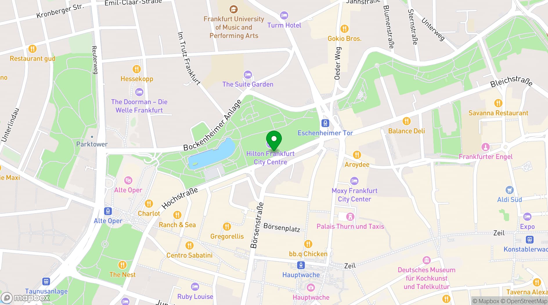 Map showing Hilton Frankfurt City Centre