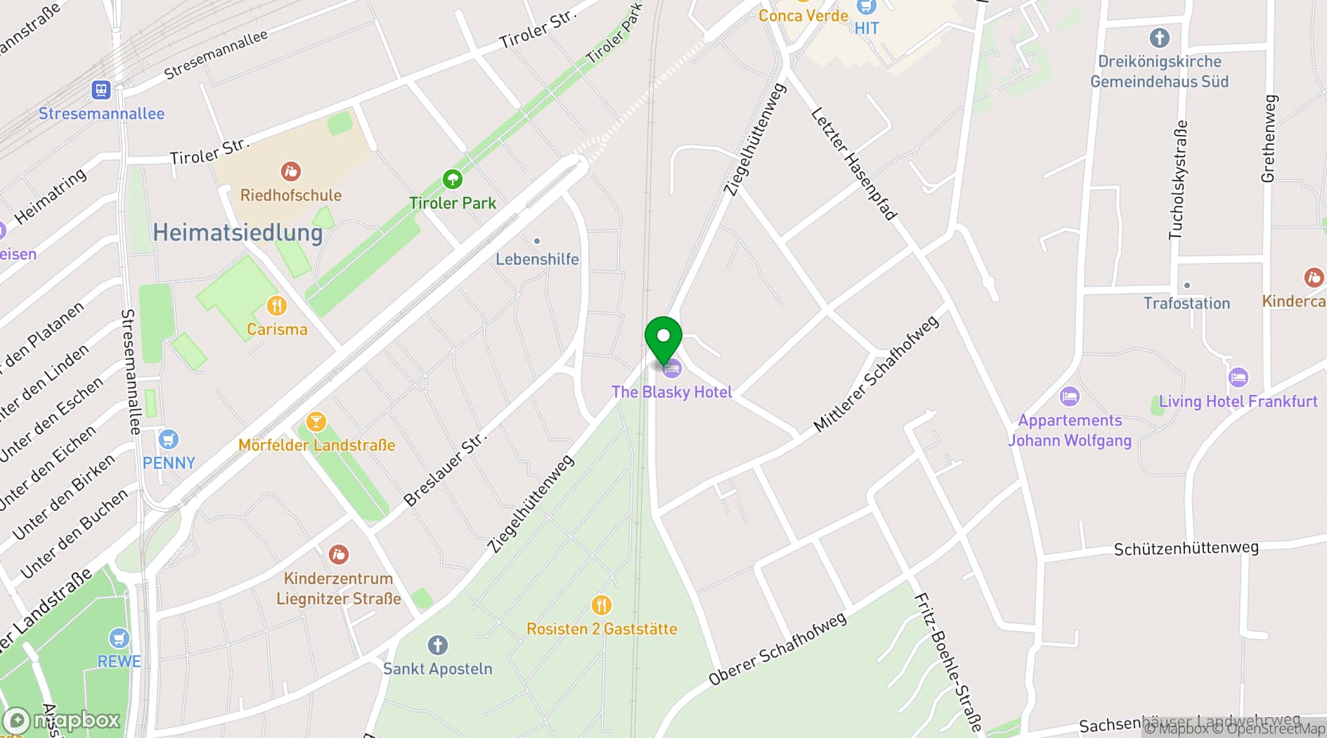 Map showing The Blasky Hotel & Rooftop Frankfurt am Main