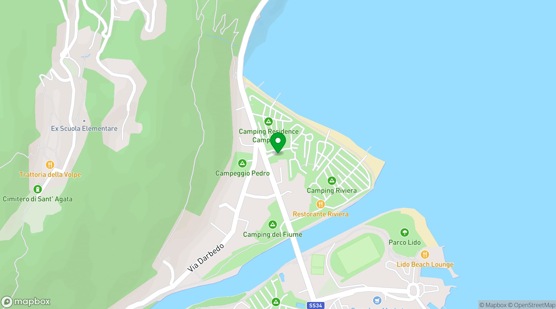 Map showing Hotel Villa delle Palme
