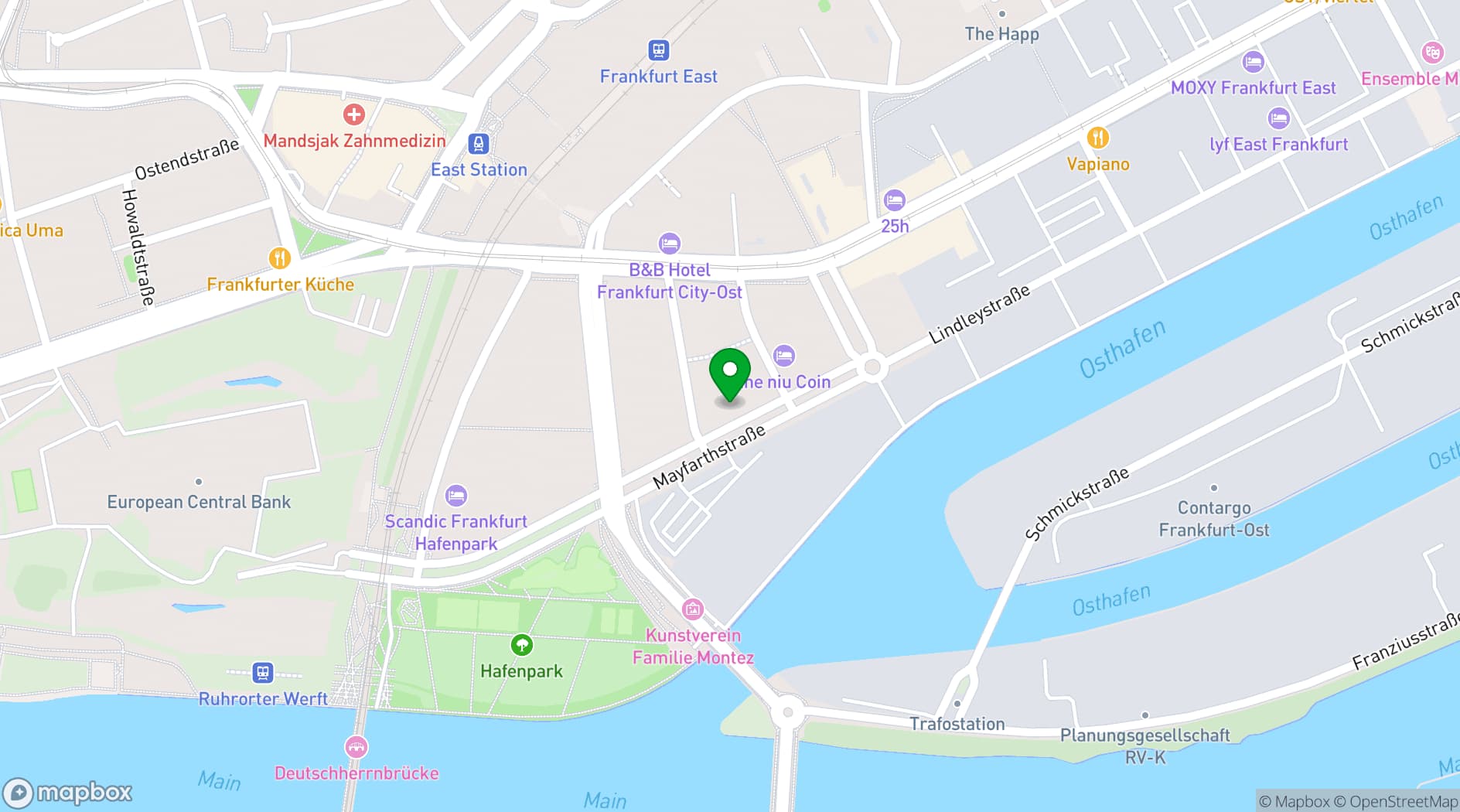 Map showing Penta Hotels