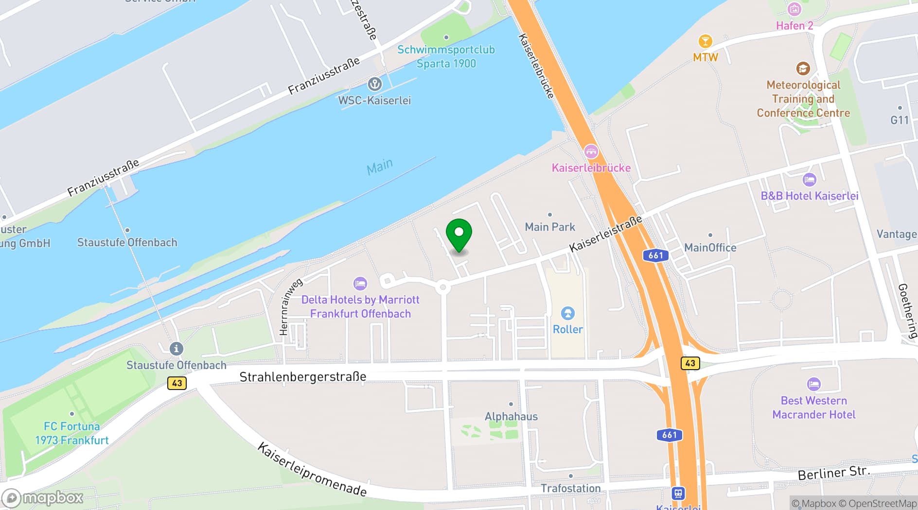 Map showing Leonardo Hotel Offenbach Frankfurt