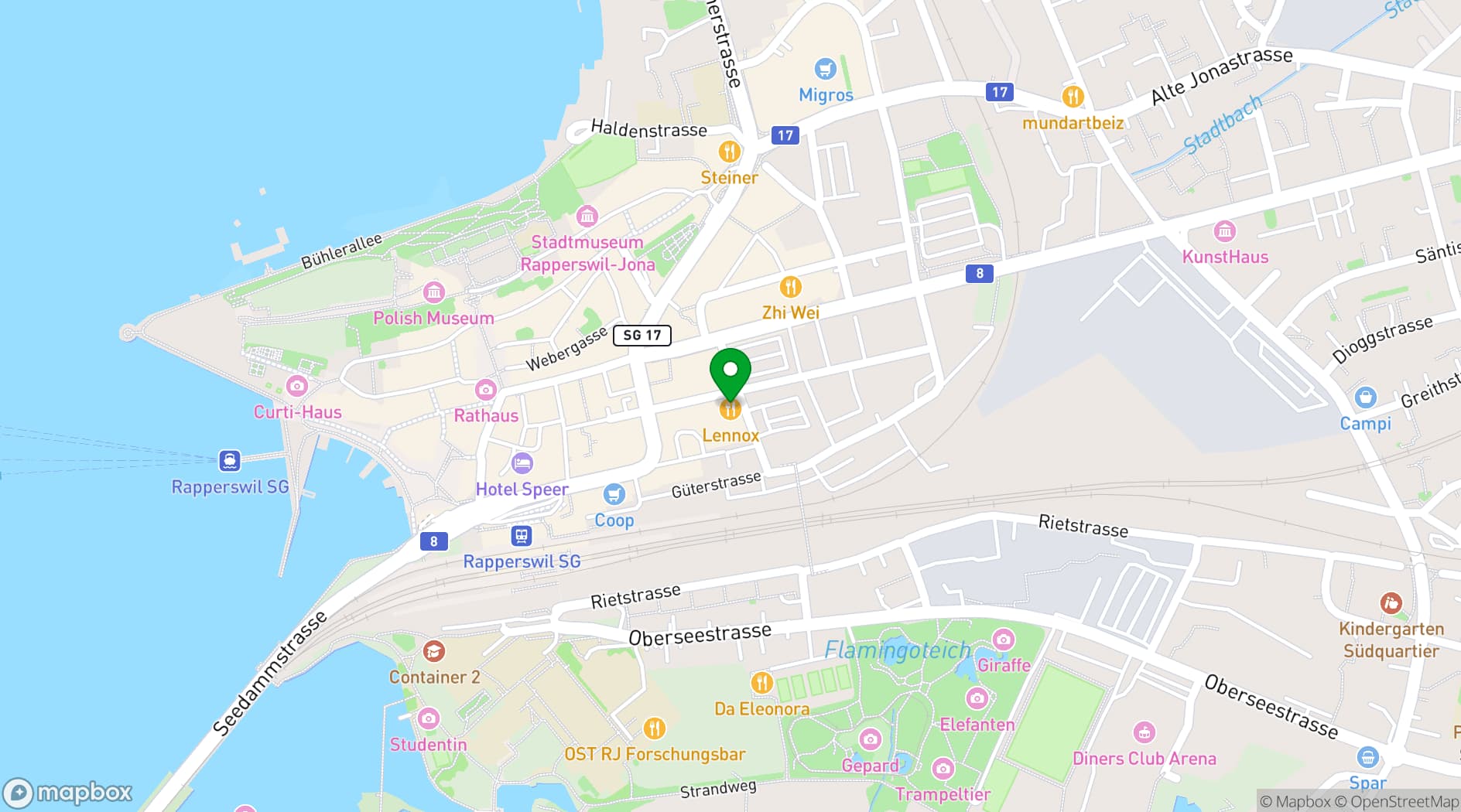 Map showing Lennox Restaurant