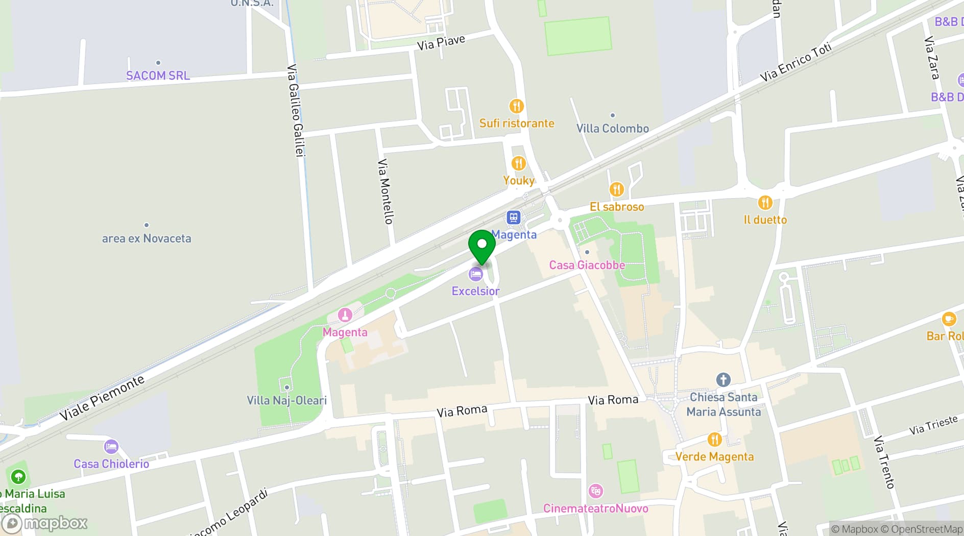 Map showing Hotel Excelsior Magenta