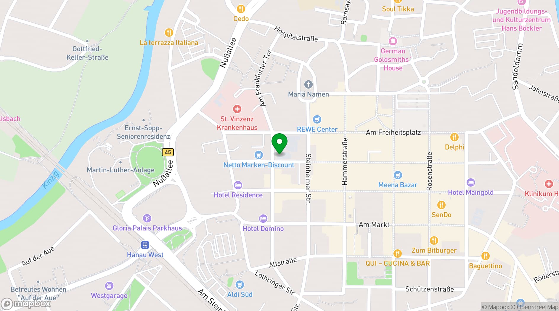 Map showing Neue Philharmonie Frankfurt