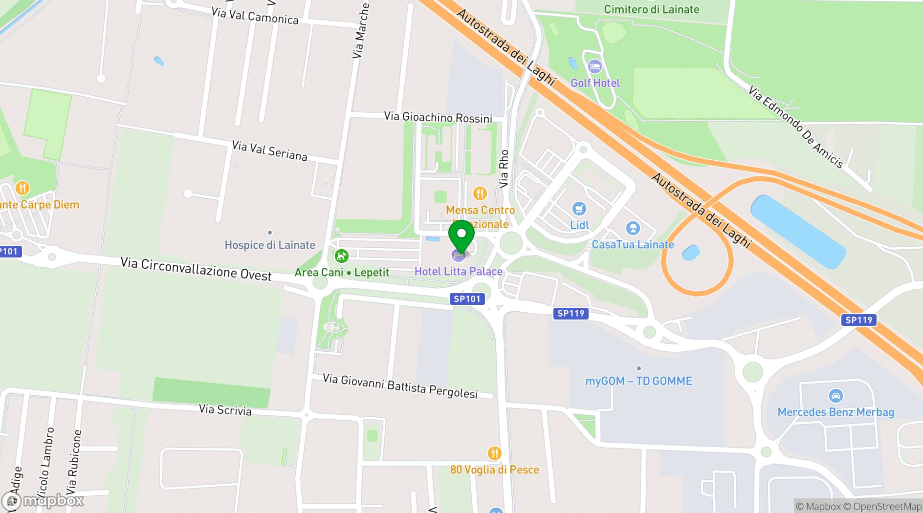 Map showing Hotel Litta Palace