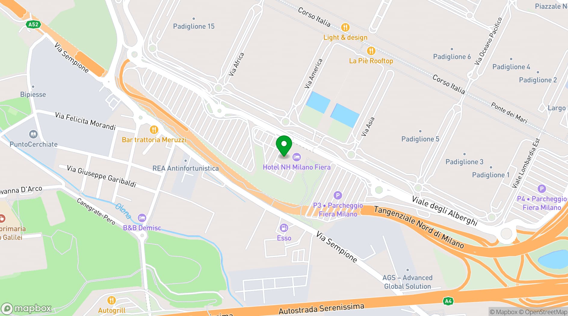 Map showing NH Milano Fiera