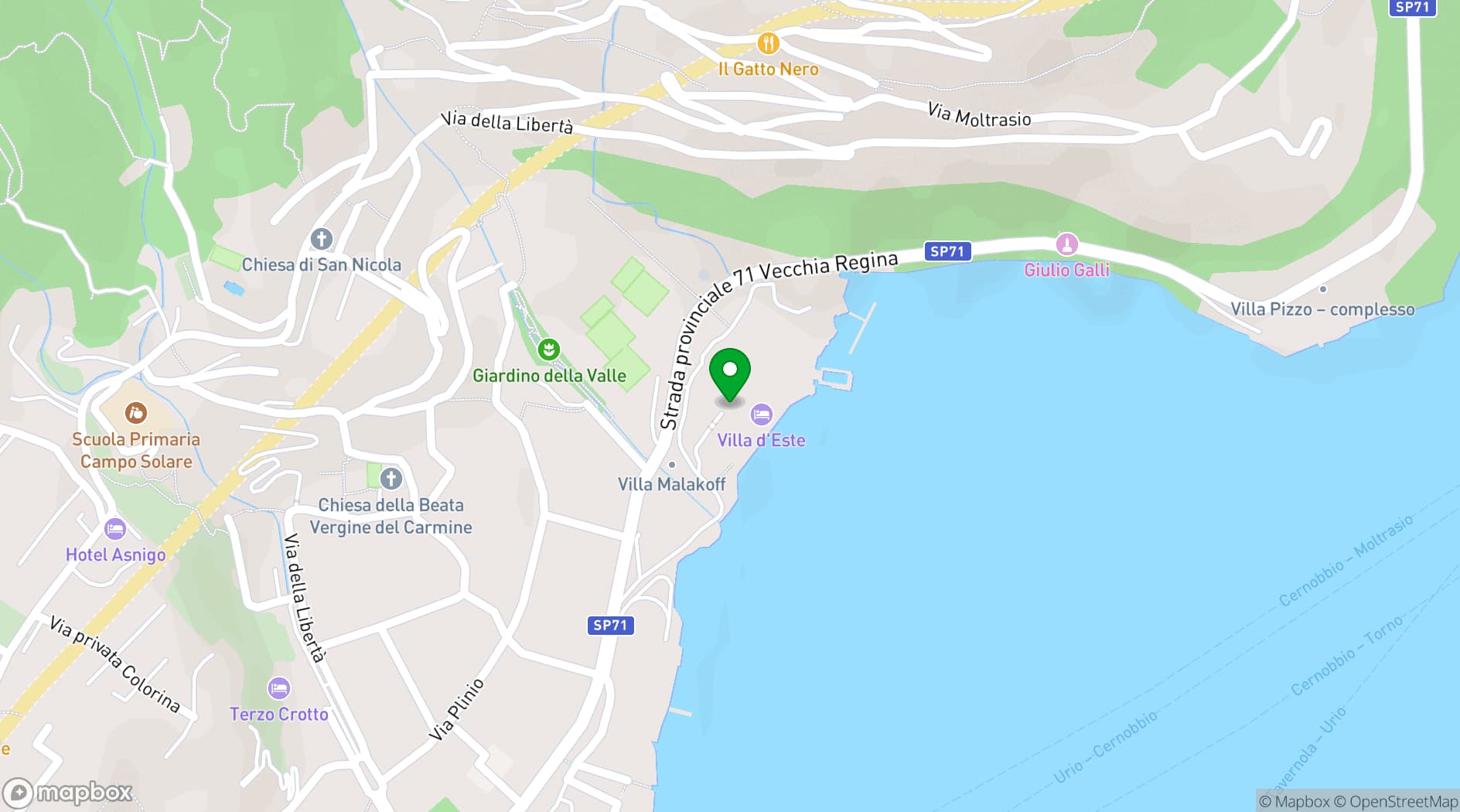 Map showing Villa D'Este